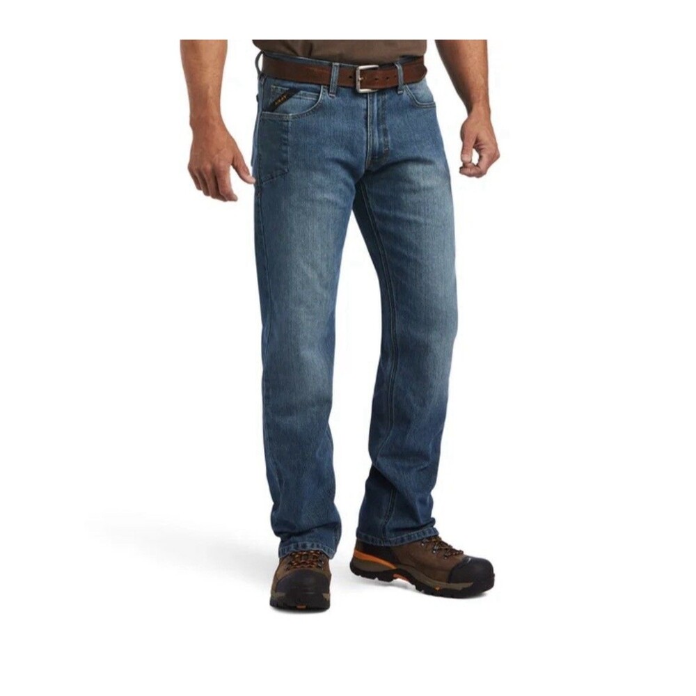 Ariat Work Mens Rebar M5 Straight Leg DuraStretch Denim Jeans Blue 36x32